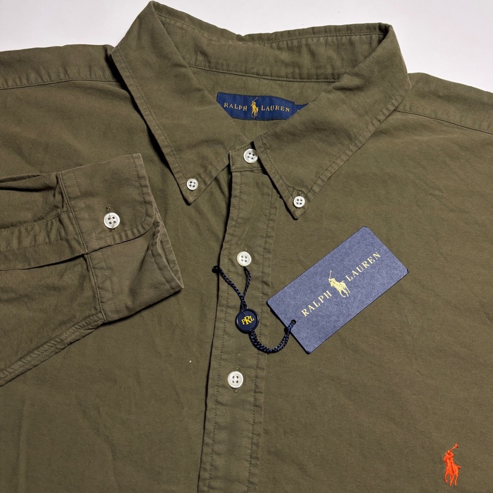 Ralph Lauren Olive Green Mens 3XLT Big & Tall Long Sleeve Button Down New $125